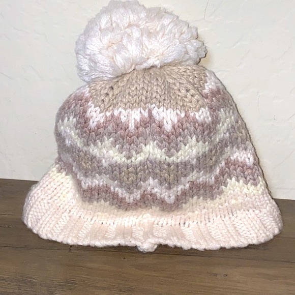 Lemon Winter Beige & White Beenie Hat Size One Size NWT - Picture 4 of 5